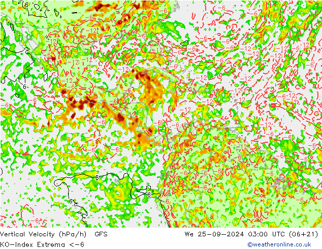 Convection-Index GFS śro. 25.09.2024 03 UTC