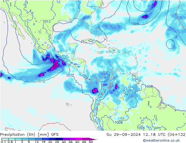 Z500/Rain (+SLP)/Z850 GFS Su 29.09.2024 18 UTC