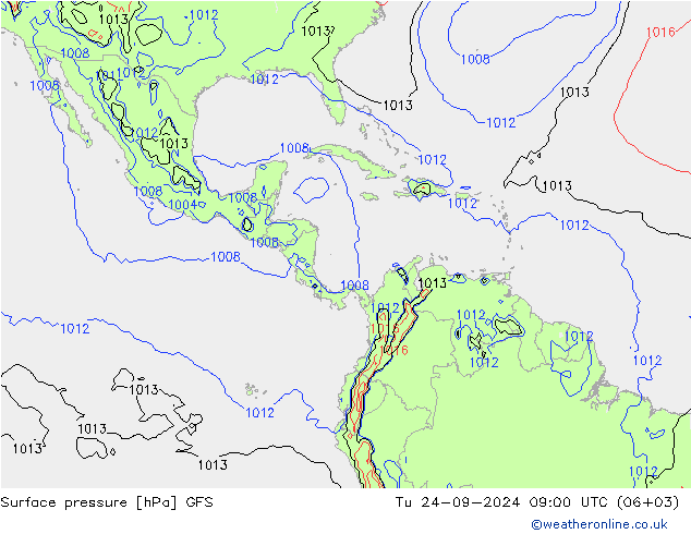 Pressione al suolo GFS mar 24.09.2024 09 UTC