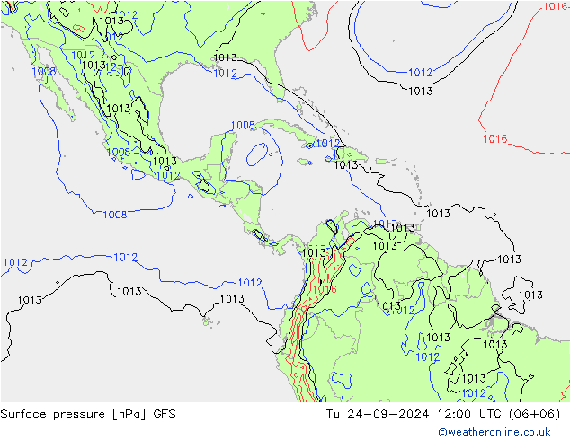 Surface pressure GFS Tu 24.09.2024 12 UTC