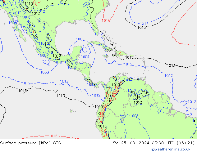 Bodendruck GFS Mi 25.09.2024 03 UTC