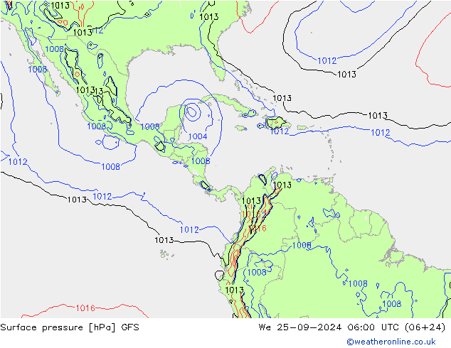 Luchtdruk (Grond) GFS wo 25.09.2024 06 UTC