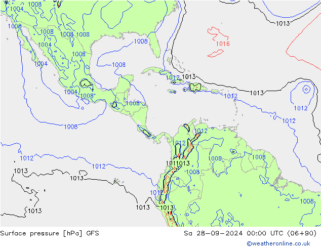 приземное давление GFS сб 28.09.2024 00 UTC