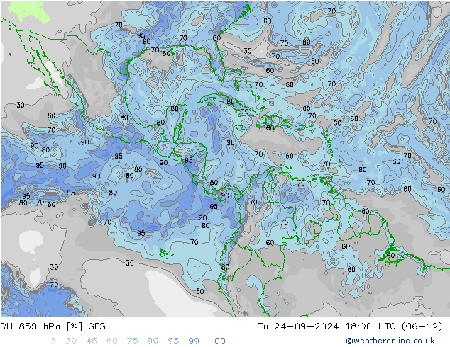 RH 850 hPa GFS mar 24.09.2024 18 UTC