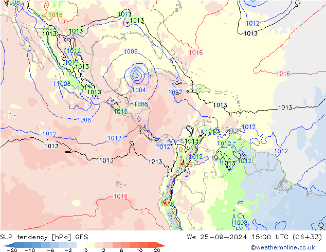 SLP tendency GFS We 25.09.2024 15 UTC