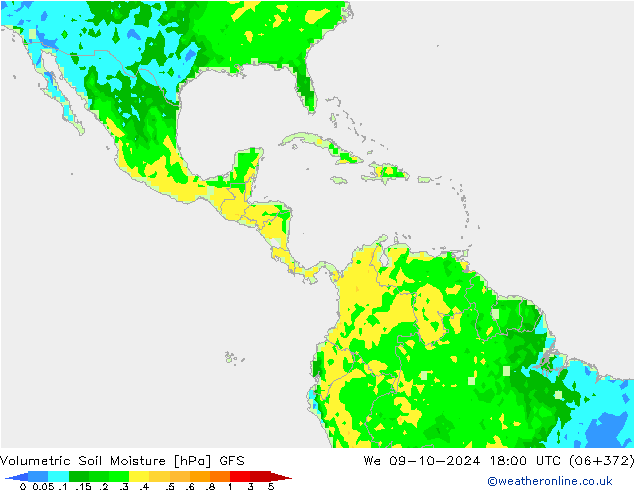 Volumetric Soil Moisture GFS śro. 09.10.2024 18 UTC