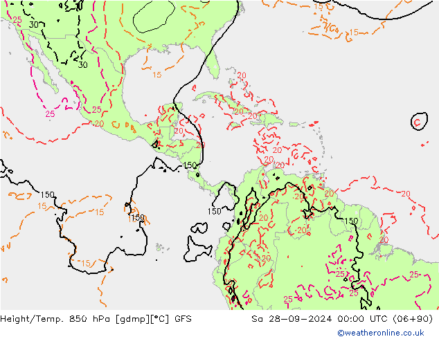 Z500/Rain (+SLP)/Z850 GFS sam 28.09.2024 00 UTC