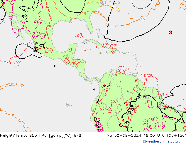 Height/Temp. 850 hPa GFS Mo 30.09.2024 18 UTC