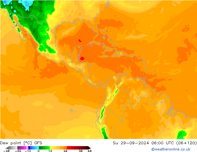 Rosný bod GFS Ne 29.09.2024 06 UTC