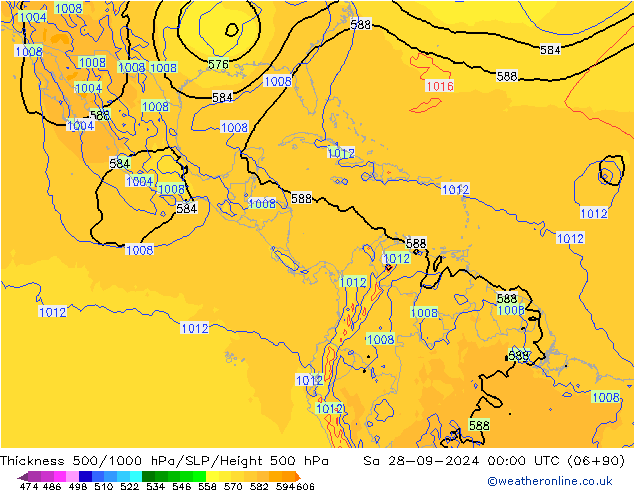 Thck 500-1000гПа GFS сб 28.09.2024 00 UTC