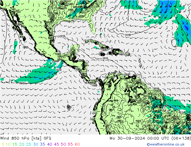 Vento 850 hPa GFS Seg 30.09.2024 00 UTC