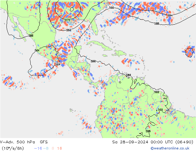 V-Adv. 500 гПа GFS сб 28.09.2024 00 UTC