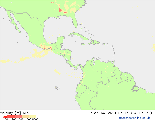 Visibilité GFS ven 27.09.2024 06 UTC