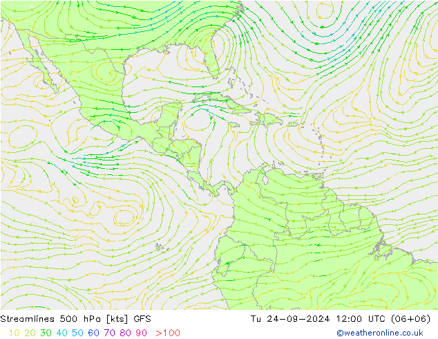 Streamlines 500 hPa GFS Tu 24.09.2024 12 UTC