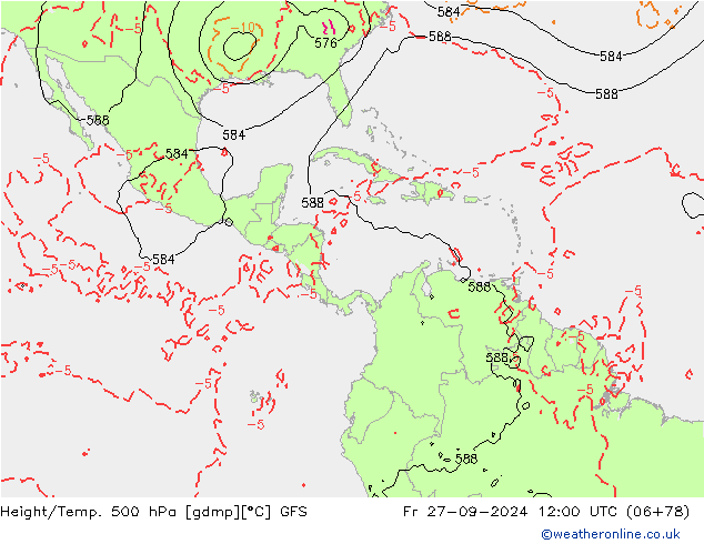 Height/Temp. 500 hPa GFS  27.09.2024 12 UTC