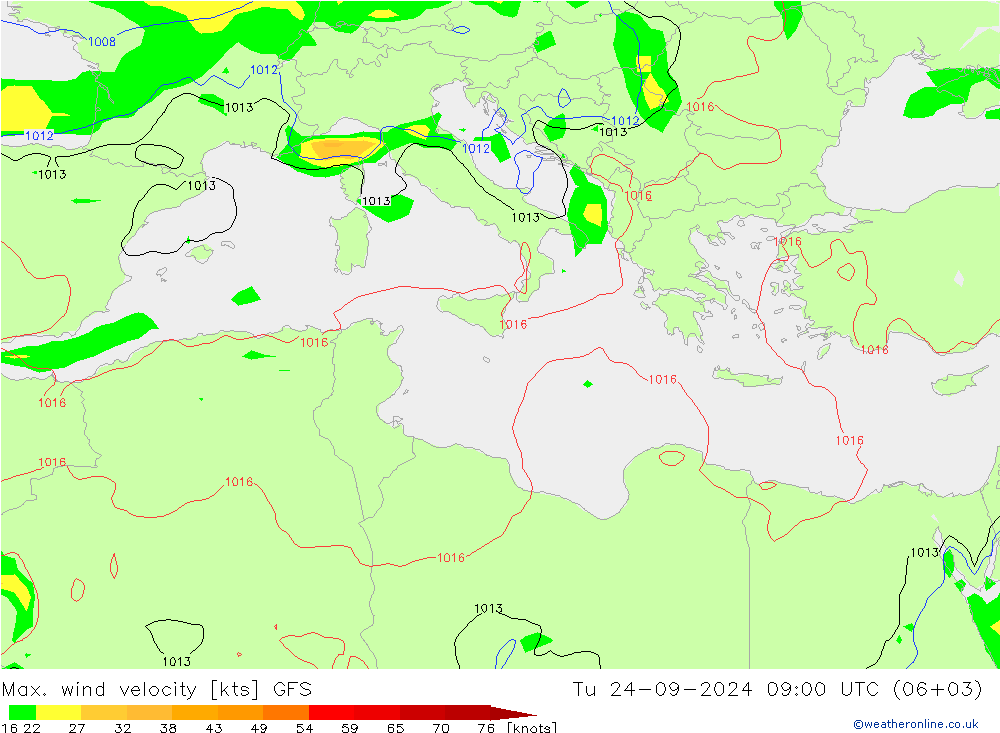 Max. wind velocity GFS  24.09.2024 09 UTC