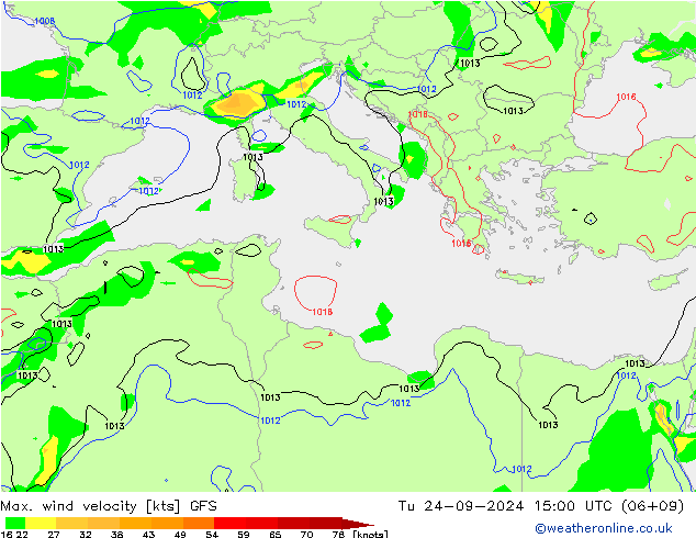 Windböen GFS Di 24.09.2024 15 UTC