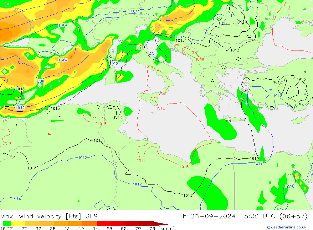 Max. wind velocity GFS Th 26.09.2024 15 UTC