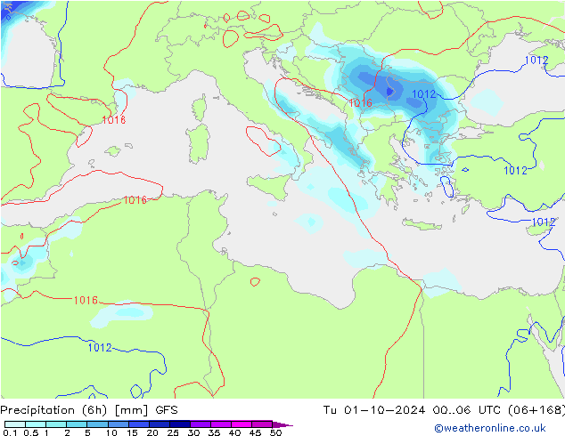 Z500/Rain (+SLP)/Z850 GFS mar 01.10.2024 06 UTC