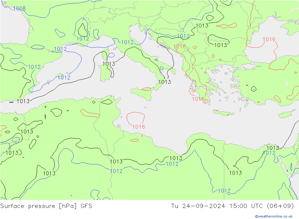 Surface pressure GFS Tu 24.09.2024 15 UTC