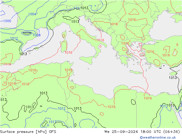 Surface pressure GFS We 25.09.2024 18 UTC