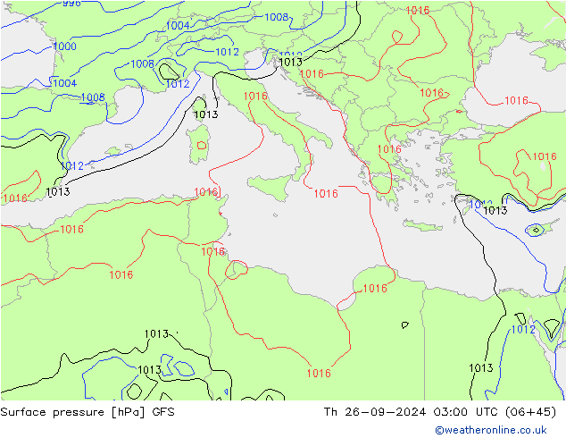 приземное давление GFS чт 26.09.2024 03 UTC