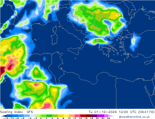 Soaring Index GFS Tu 01.10.2024 12 UTC