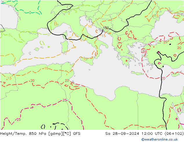 Z500/Rain (+SLP)/Z850 GFS Sa 28.09.2024 12 UTC