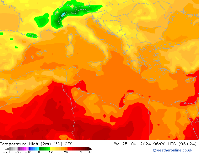 Max.  (2m) GFS  25.09.2024 06 UTC