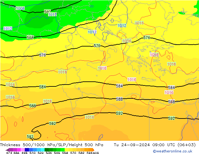 Thck 500-1000hPa GFS Tu 24.09.2024 09 UTC