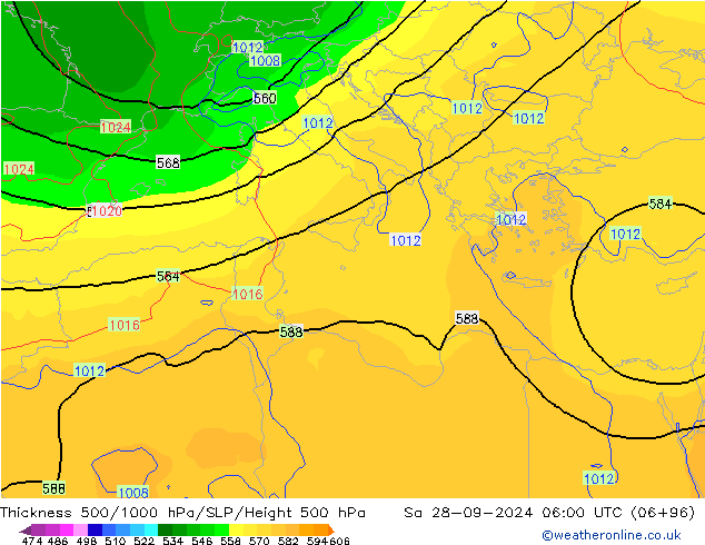 Thck 500-1000hPa GFS Sa 28.09.2024 06 UTC