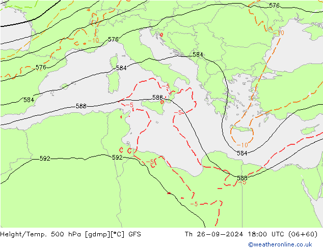 Z500/Rain (+SLP)/Z850 GFS  26.09.2024 18 UTC