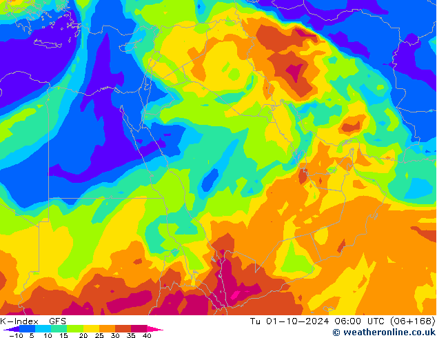 K-Index GFS вт 01.10.2024 06 UTC