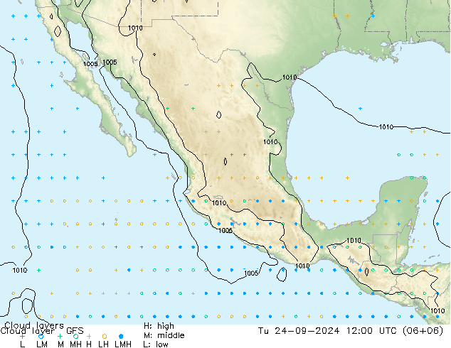 Chmura warstwa GFS wto. 24.09.2024 12 UTC