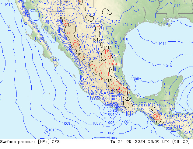 pressão do solo GFS Ter 24.09.2024 06 UTC