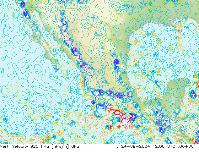 Vert. Velocity 925 hPa GFS Tu 24.09.2024 12 UTC