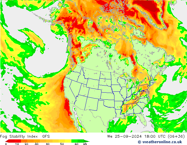 Fog Stability Index GFS Çar 25.09.2024 18 UTC