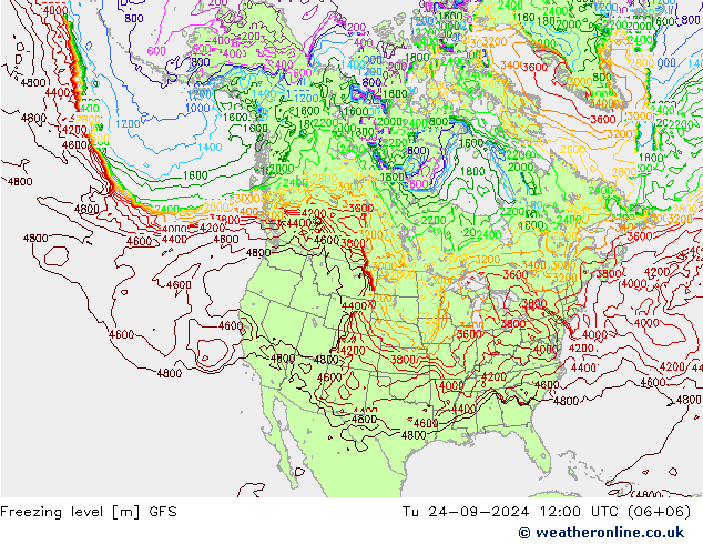 Isoterma de zero graus GFS Setembro 2024