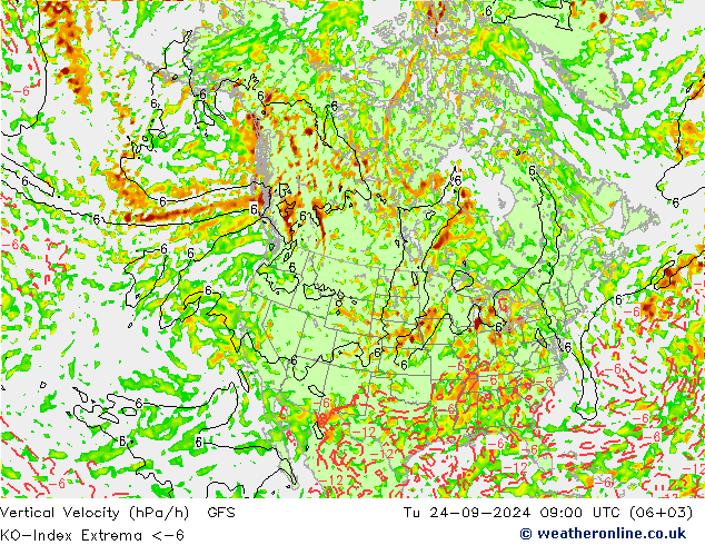 Convection-Index GFS wto. 24.09.2024 09 UTC