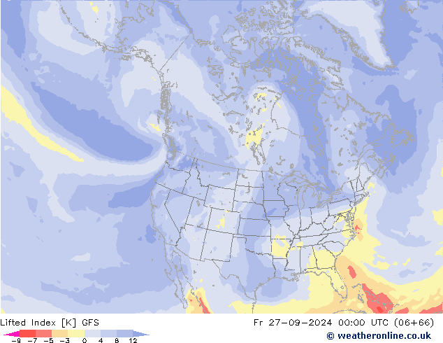 Lifted Index GFS pt. 27.09.2024 00 UTC