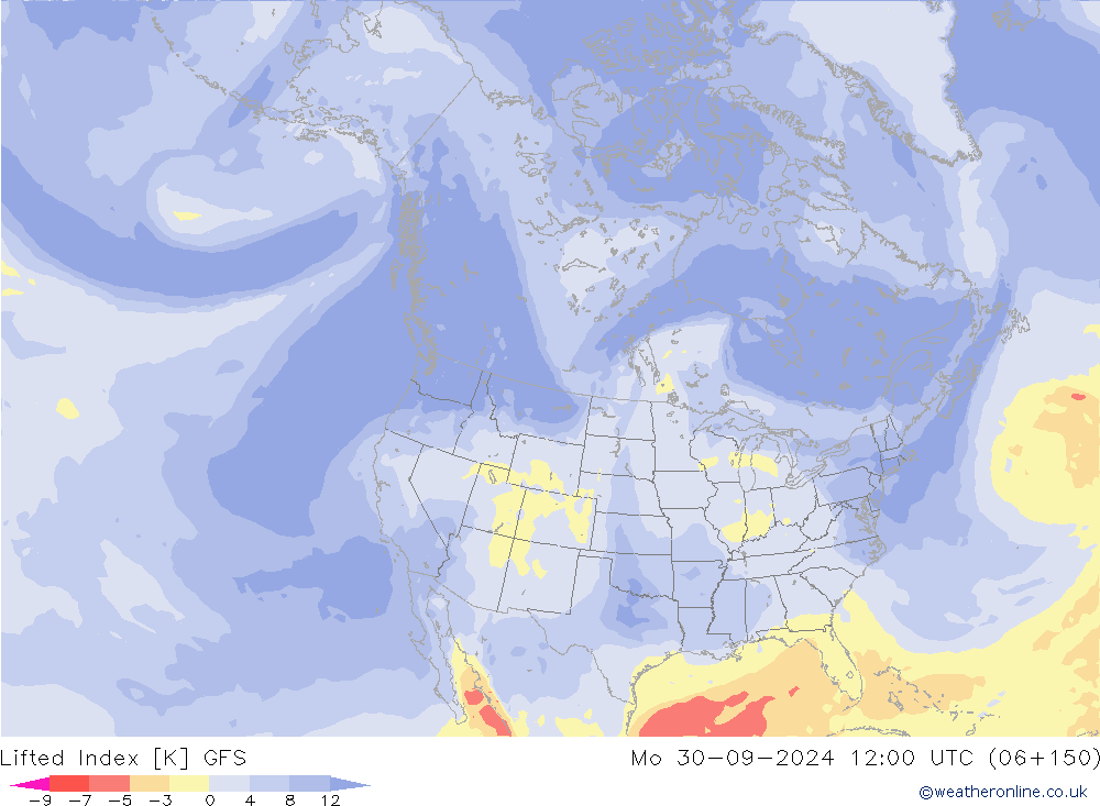 Lifted Index GFS ma 30.09.2024 12 UTC