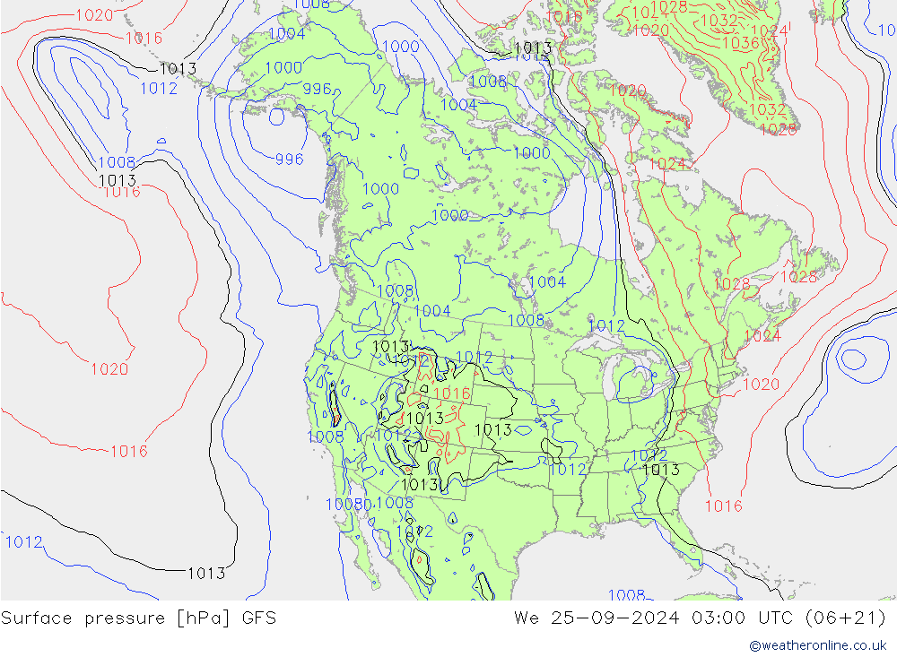 Atmosférický tlak GFS St 25.09.2024 03 UTC