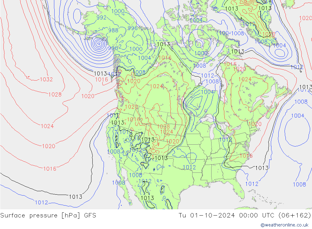 Yer basıncı GFS Sa 01.10.2024 00 UTC