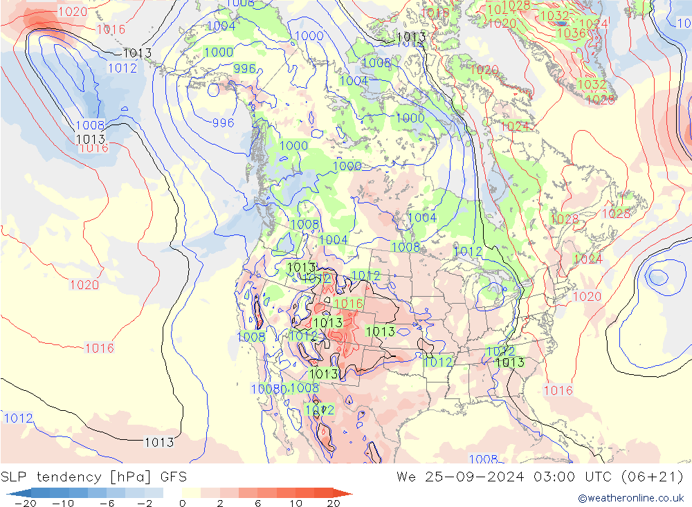 SLP tendency GFS Qua 25.09.2024 03 UTC