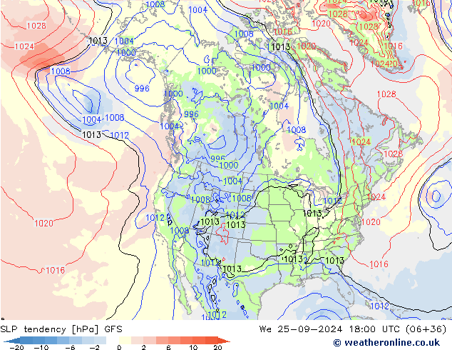 тенденция давления GFS ср 25.09.2024 18 UTC