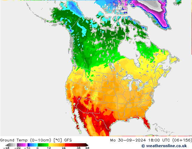 Temperatur 0-10 cm GFS Mo 30.09.2024 18 UTC