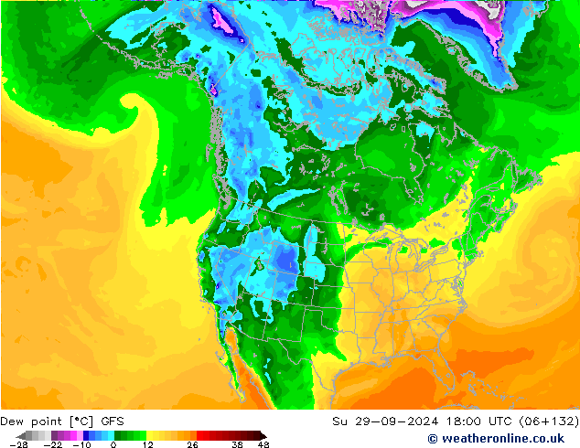 Dew point GFS Su 29.09.2024 18 UTC