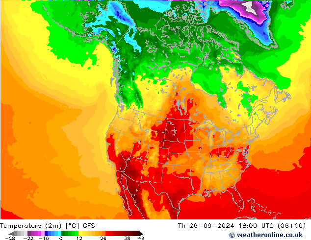 Temperaturkarte (2m) GFS Do 26.09.2024 18 UTC