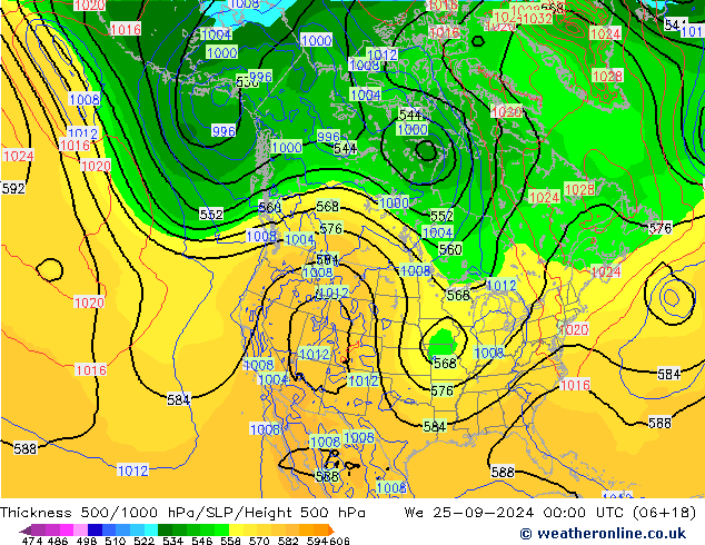 Thck 500-1000hPa GFS We 25.09.2024 00 UTC