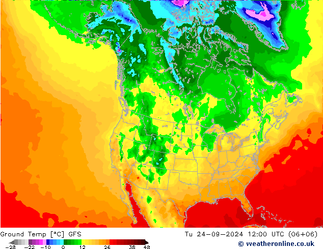 Ground Temp GFS Tu 24.09.2024 12 UTC